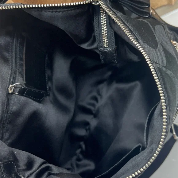 Coach Black Signature Shoulder Bag with Floral Scarf - Picture 14 of 17